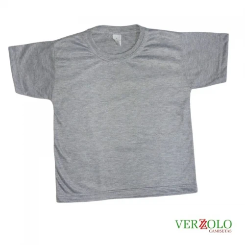 Camisa Infantil Cinza 100% Poliéster - Frente e Verso